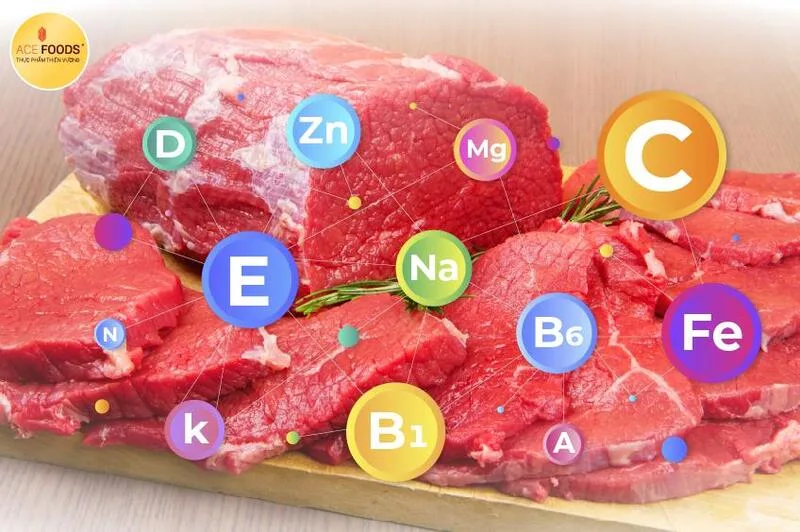 Thịt bò là nguồn thực phẩm giàu sắt và vitamin B12, thường được dùng trong bữa ăn giàu đạm.