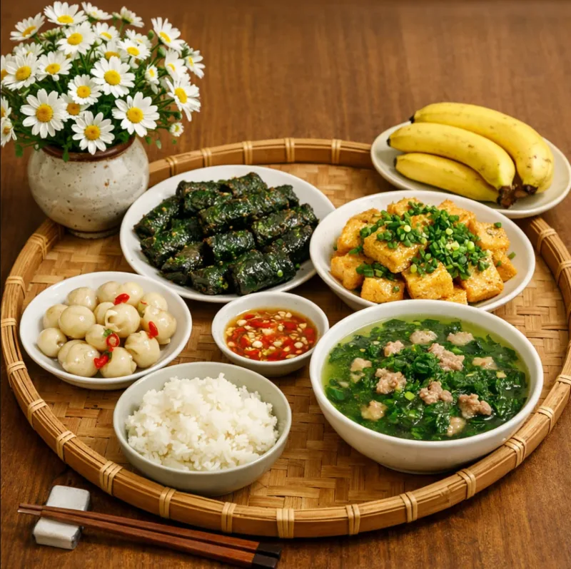 Chả lá lốt có thể kết hợp cùng cơm trắng, canh rau, bún, rau sống hoặc đồ chua để tạo bữa ăn đủ vị.